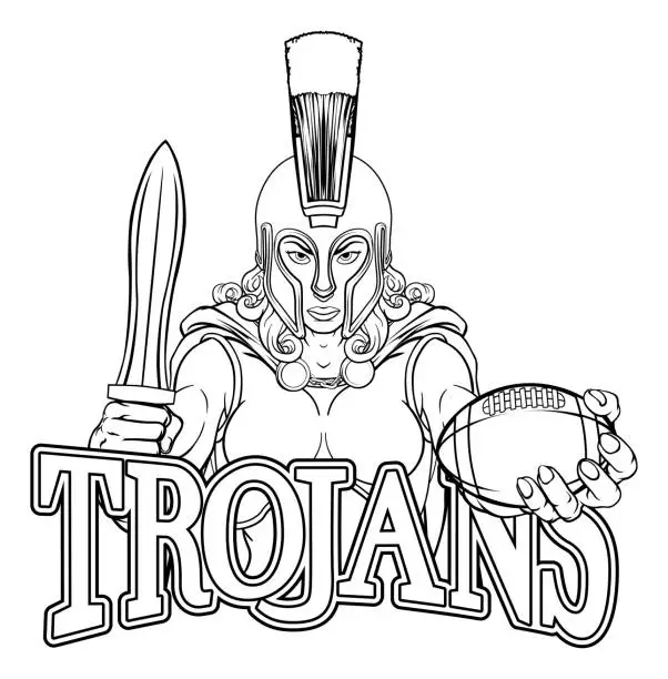 Vector illustration of Spartan Trojan Gladiator Football Warrior Woman
