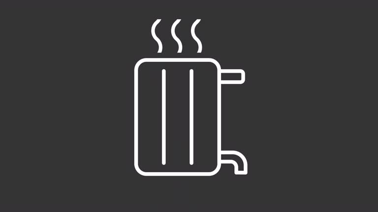 Animated radiator white line icon