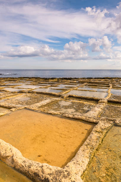 istock Salt pans on the beach in gozo, Malta 1472264694
