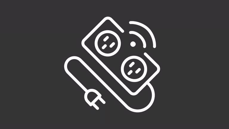 Animated power strip white line icon