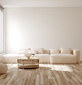 istock Home mockup, room in light pastel colors, Coastal living room interior background 1472265791