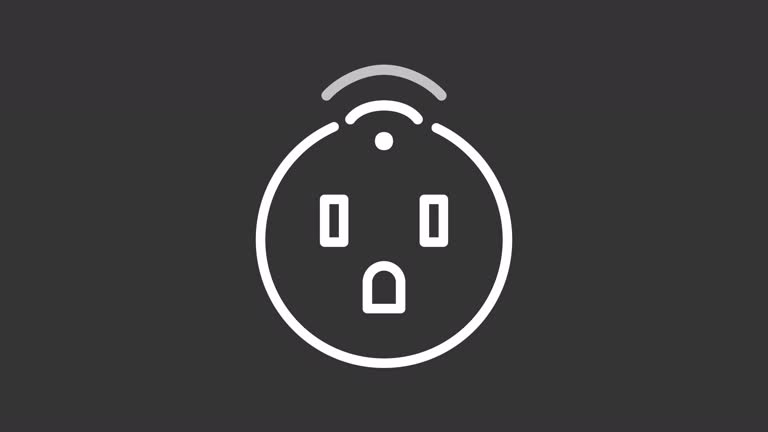 Animated smart plug white line icon