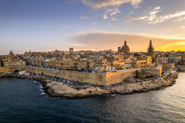 istock Valletta, Malta aerial drone view at old town at sunset 1472267367