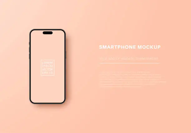 Vector illustration of Smartphone mockup. Design for your app presentation. Phone blank screen with space for text. Vector EPS 10