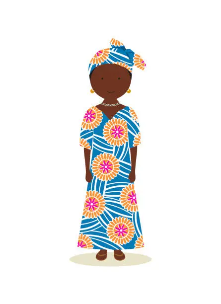 Vector illustration of Guinean traditional costume for women