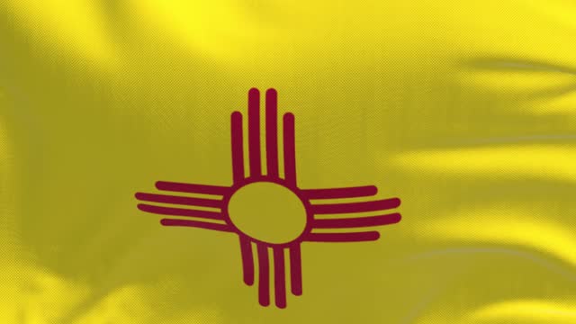 Seamless loop in slow motion of the New Mexico state flag waving