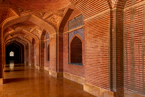 Thatta Sindh, Pakistan - February 04, 2023: Shah Jahan Masjid Thatta is a vintage mosque built in 17 century
