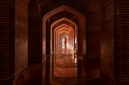 Thatta Sindh, Pakistan - February 04, 2023: Shah Jahan Masjid Thatta is a vintage mosque built in 17 century