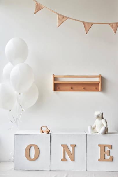 istock One year party decor. Happy birthday background. Cake smash. 1472272432