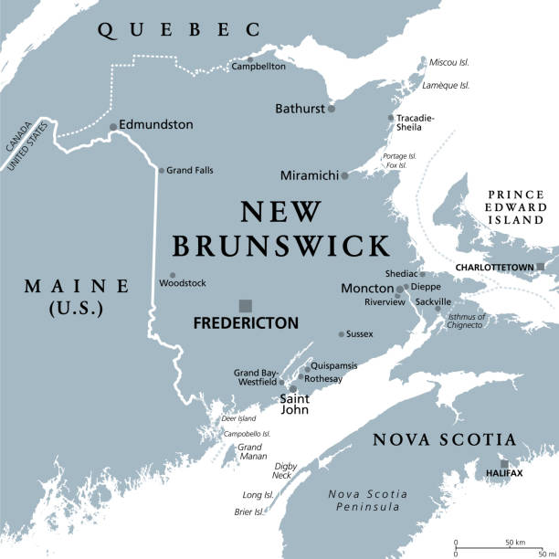 New Brunswick Maritime And Atlantic Province Of Canada Gray Political New Brunswick Maritime And Atlantic Province Of Canada Gray Political Map 