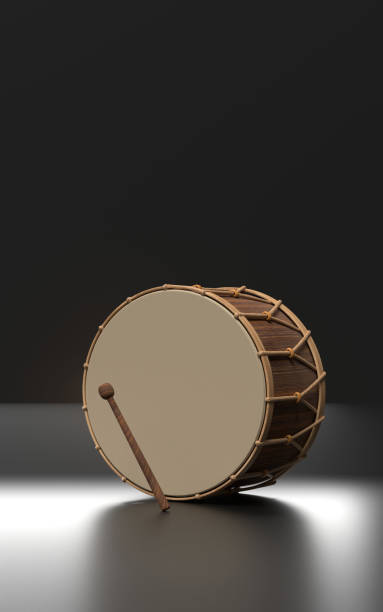 istock Traditional Ramadan Drum in Front Of An Empty Banner Against Gray 1472273056