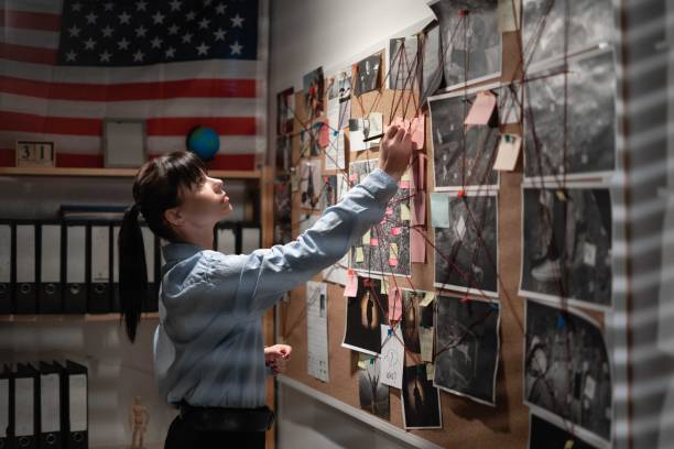 istock Young Detective looking at investigation board, searching for solution. 1472274534