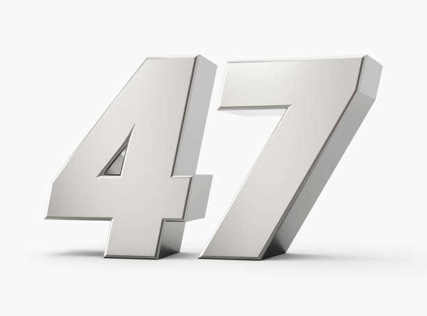 istock Silver 3d numbers 47 Forty Seven. Isolated white background 3d illustration 1472274614