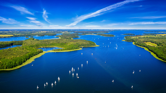 Aerial view of Masuria, the land of a thousand lakes