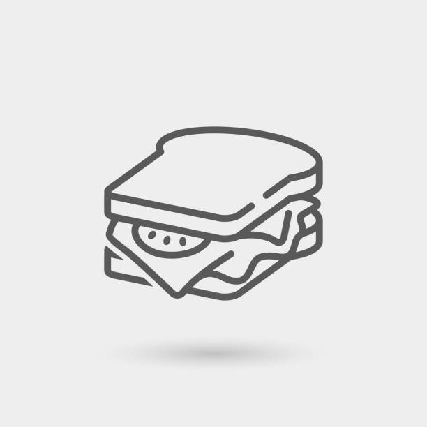 ikona sendvičové tenké čáry - sendvič stock ilustrace
