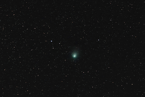 C/2022 E3 (ZTF) is a long-period comet from the Oort cloud that was discovered by the Zwicky Transient Facility (ZTF) on 2nd March 2022. The comet has a bright green glow around its nucleus, due to the effect of sunlight on diatomic carbon and cyanogen.\n\nThis comet hasn't been so close to Earth for 50,000 years since the last ice age and prior to the extinction of the Neanderthals.