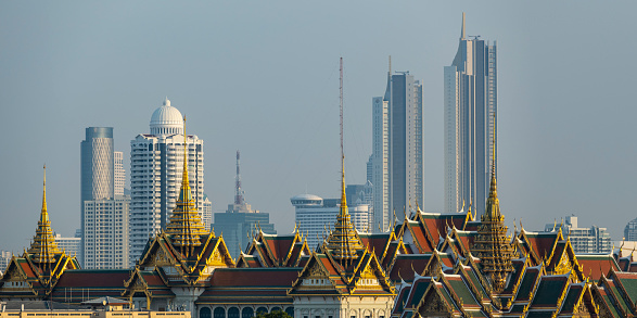 The Ancient and New Bangkok Skyline