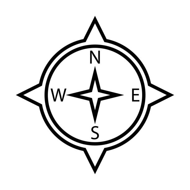 ikona kompasu, wektor podróży, ilustracja mapy - honda center stock illustrations