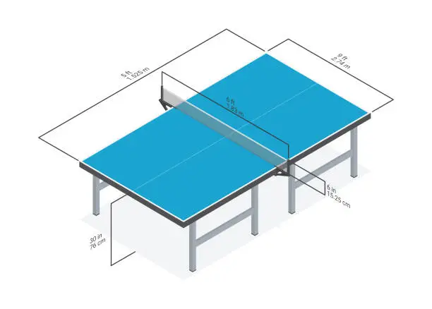 Vector illustration of Full-size table dimensions.