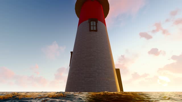 Morning sunrise sea lighthouse time-lapse photography