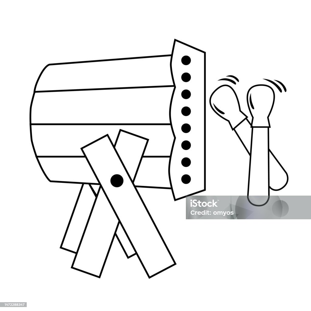 Beduk Vector Outline Simple Vector Bedug Beduk Traditional Drum And Motion 2 Stick ...