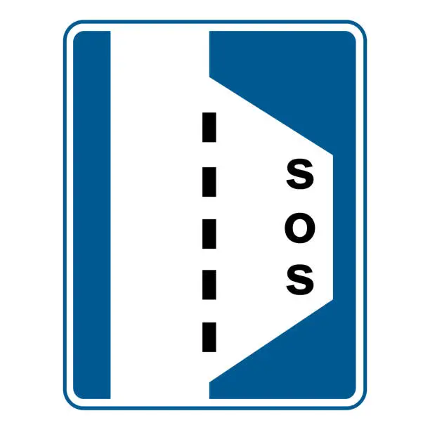 Vector illustration of Traffic signs. Road signs. Instruction road signs. Emergency stop. SOS.