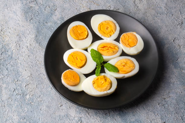 istock Boiled sliced egg, food photo 1472288764