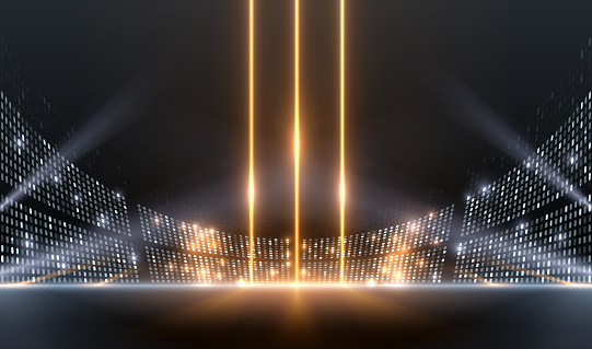 Gold and white stadium light effect background in vector