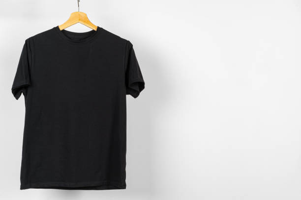 istock Black plain t-shirt hanging on a hanger 1472290174