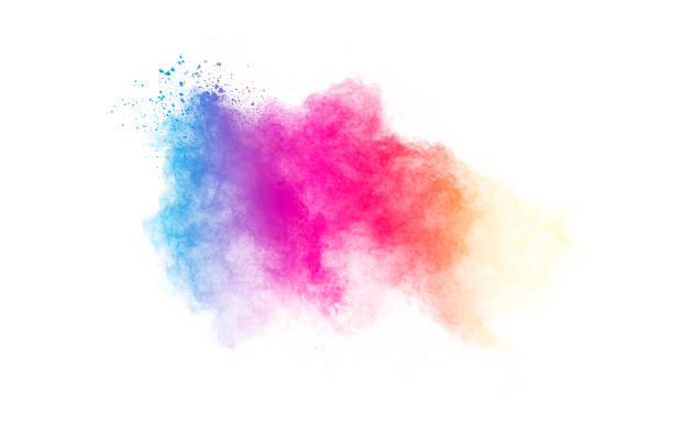 istock Pastel color dust particle splashing.Colorful powder explosion on white background. 1472290218
