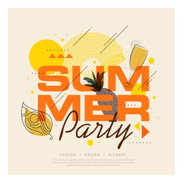 Hello summer abstract background, summer sale banner, poster design. Modern poster with palm tree and geometric graphic stock illustration tropical music stock illustrations
