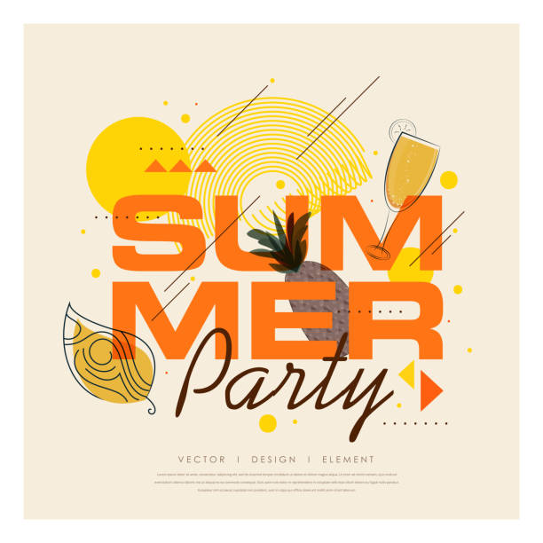 Hello summer abstract background, summer sale banner, poster design. Modern poster with palm tree and geometric graphic stock illustration play day stock illustrations