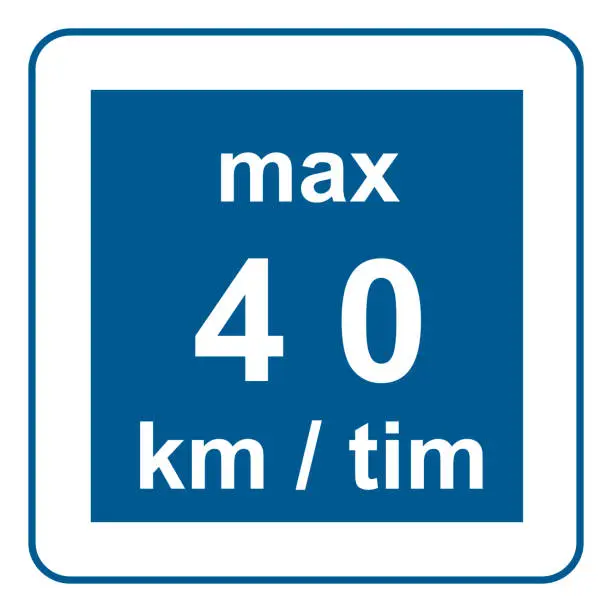 Vector illustration of Traffic signs. Road signs. Instruction road signs. Recommended to slow down 40 km.