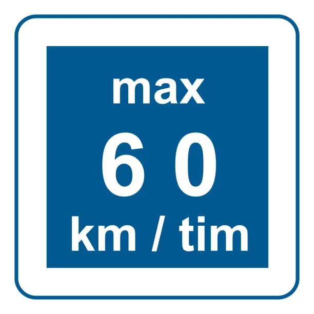 Vector illustration of Traffic signs. Road signs. Instruction road signs. Recommended to slow down 60 km.