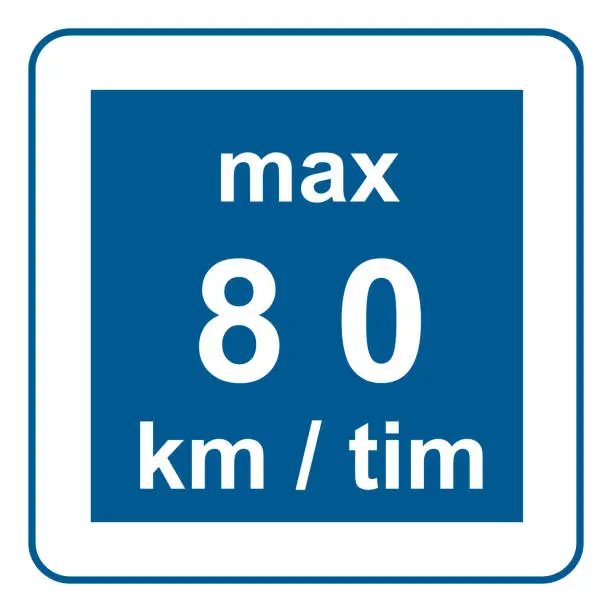 Vector illustration of Traffic signs. Road signs. Instruction road signs. Recommended to slow down 80 km.