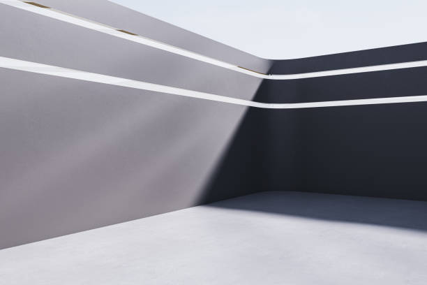 istock Contemporary open space concrete walls with sunlight and mock up place. 3D Rendering. 1472298010