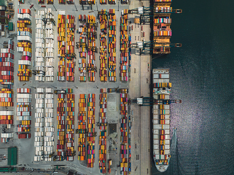 Logistics port with ships