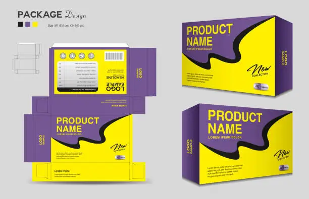 Vector illustration of Supplements and Cosmetic box design, Package design template, box outline, Box Packaging, Label design, healthcare label, packaging design creative idea vector, realistic mock-up