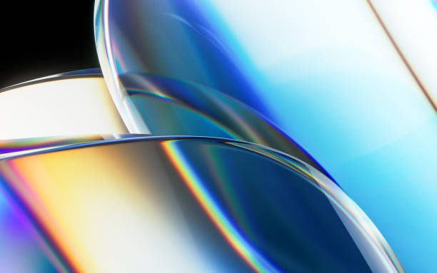 istock Colorful curve glass with dispersion, 3d rendering. 1472300318