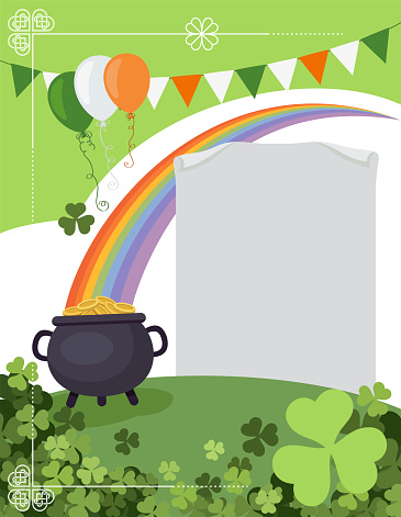Saint Patrick's Day Celebration. Party Flyer Illustration with Clover. Vector Irish Lucky Holiday Design for Poster. Banner or Invitation. Paper Banner Sign.