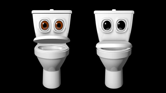 3d Character Toilet Bowl Talking Looped Alpha Channel