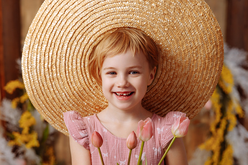 Headshot Portrait Of A Happy Child Girl