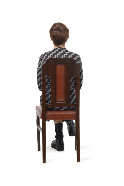 view of a woman standing on white background