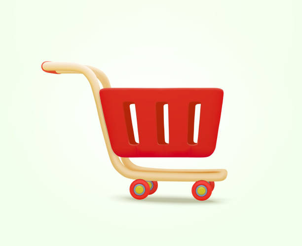 istock Shopping cart. Red shopping carts side views isolated on background in 3d realistic style. 3d vector illustration 1472320760
