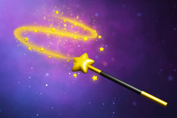 istock Cartoon magic wand trick on 3d illustration 1472321398