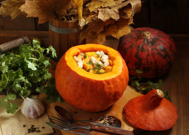 istock Pumpkin with meat and vegetables 1472323324