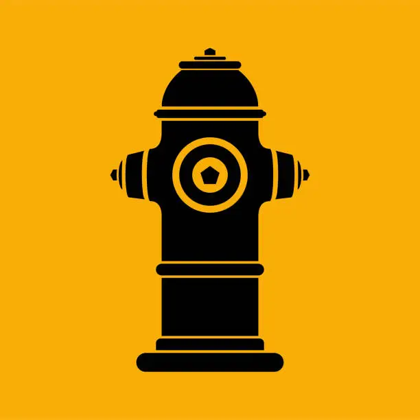 Vector illustration of Fire hydrant icon on the orange background.