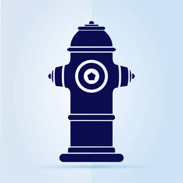 Vector illustration of Fire hydrant icon on blue background.