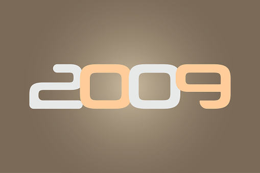 Year 2009 numeric typography text vector design on gradient color background. 2009 historical calendar year logo template design.