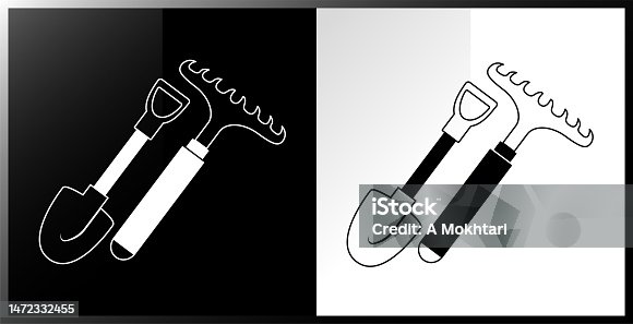 istock Gardening tools icon. 1472332455